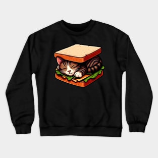 Tabby Cat is Sleeping inside a Sandwich Crewneck Sweatshirt